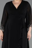 Robe de Soirée Grande Taille Longue Mousseline Noir ABU5853