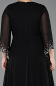 Robe de Soirée Grande Taille Longue Mousseline Noir ABU5853