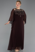 Robe Grande Taille Longue Mousseline Brun ABU5854