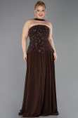 Robe de Soirée Grande Taille Longue Mousseline Brun ABU5855