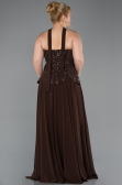 Robe de Soirée Grande Taille Longue Mousseline Brun ABU5855