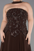 Robe de Soirée Grande Taille Longue Mousseline Brun ABU5855