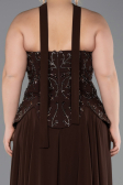 Robe de Soirée Grande Taille Longue Mousseline Brun ABU5855