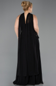Robe de Soirée Grande Taille Longue Mousseline Noir ABU5855