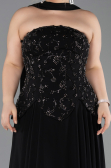 Robe de Soirée Grande Taille Longue Mousseline Noir ABU5855