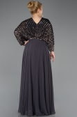 Robe Grande Taille Longue Mousseline Anthracite ABU5859