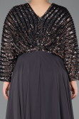 Robe Grande Taille Longue Mousseline Anthracite ABU5859