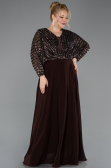 Robe Grande Taille Longue Mousseline Brun ABU5859