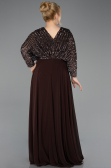 Robe Grande Taille Longue Mousseline Brun ABU5859
