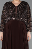 Robe Grande Taille Longue Mousseline Brun ABU5859