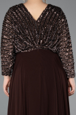 Robe Grande Taille Longue Mousseline Brun ABU5859