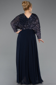 Robe Grande Taille Longue Mousseline Bleu Marine ABU5859