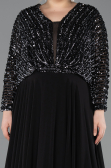 Robe Grande Taille Longue Mousseline Noir ABU5859