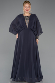 Robe Grande Taille Longue Mousseline Anthracite ABU5860