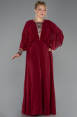 Robe Grande Taille Longue Mousseline Rouge Bordeaux ABU5860