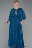 Robe Grande Taille Longue Mousseline Vert Pétrole ABU5860