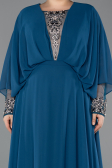 Robe Grande Taille Longue Mousseline Vert Pétrole ABU5860