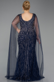 Robe De Soirée Grande Taille Longue Pierreux Bleu Marine ABU5752