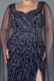 Robe De Soirée Grande Taille Longue Pierreux Bleu Marine ABU5752