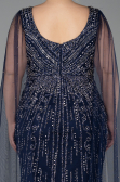 Robe De Soirée Grande Taille Longue Pierreux Bleu Marine ABU5752