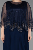 Robe Grande Taille Longue Mousseline Bleu Marine ABU5863