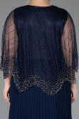 Robe Grande Taille Longue Mousseline Bleu Marine ABU5863