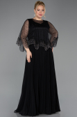 Robe Grande Taille Longue Mousseline Noir ABU5863