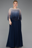 Robe Grande Taille Longue Mousseline Bleu Marine ABU5864