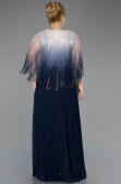 Robe Grande Taille Longue Mousseline Bleu Marine ABU5864