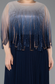 Robe Grande Taille Longue Mousseline Bleu Marine ABU5864