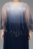 Robe Grande Taille Longue Mousseline Bleu Marine ABU5864