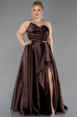 Robe de Soirée Grande Taille Longue Satin Brun ABU5650