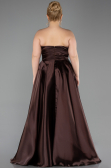 Robe de Soirée Grande Taille Longue Satin Brun ABU5650