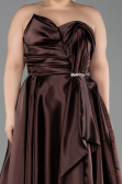 Robe de Soirée Grande Taille Longue Satin Brun ABU5650