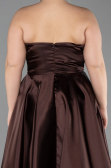 Robe de Soirée Grande Taille Longue Satin Brun ABU5650