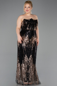 Robe De Soirée Grande Taille Longue Squameuse Noir ABU5830
