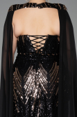 Robe De Soirée Grande Taille Longue Squameuse Noir ABU5830