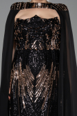 Robe De Soirée Grande Taille Longue Squameuse Noir ABU5830