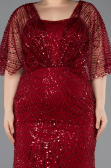 Robe de Soirée Grande Taille Longue Perlé Rouge Bordeaux ABU5722