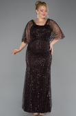 Robe de Soirée Grande Taille Longue Perlé Brun ABU5722