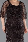 Robe de Soirée Grande Taille Longue Perlé Brun ABU5722