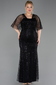 Robe de Soirée Grande Taille Longue Perlé Noir ABU5722