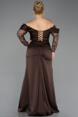 Robe de Soirée Grande Taille Longue Satin Brun ABU5831