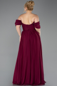 Robe De Soirée Grande Taille Mousseline Longue Couleur Cerise ABU3738