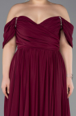 Robe De Soirée Grande Taille Mousseline Longue Couleur Cerise ABU3738
