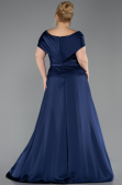 Robe De Soirée Grande Taille Longue Satin Bleu Marine ABU5835