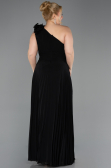 Robe de Soirée Grande Taille Longue Mousseline Noir ABU5873