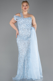 Robe de Soirée Grande Taille Longue Bleu clair ABU5844