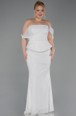 Robe de Soirée Grande Taille Longue Dantelle Blanc ABU5876