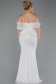 Robe de Soirée Grande Taille Longue Dantelle Blanc ABU5876